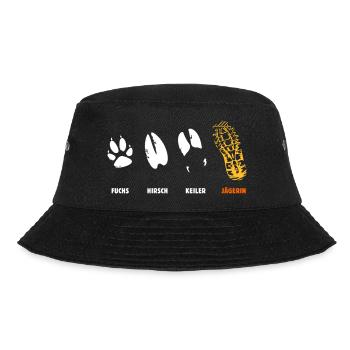 Fuchs, Reh, Keiler, Jägerin, Trittsiegel, Fährte - Bucket Hat - Schwarz - Vorne - Lela (165cm)
