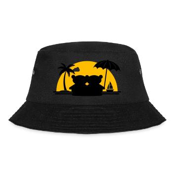 Teddybären Palmenstrand Segelboot Sonnenuntergang - Bucket Hat - Schwarz - Vorne - Lela (165cm)