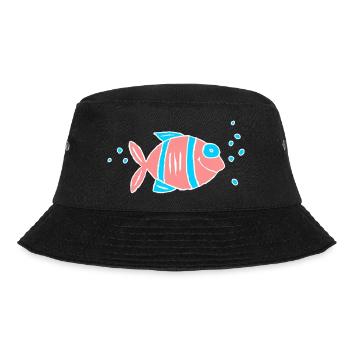 Fisch Buntbarsch Wasser Meer Graffiti Zeichnung - Bucket Hat - Schwarz - Vorne - Lela (165cm)