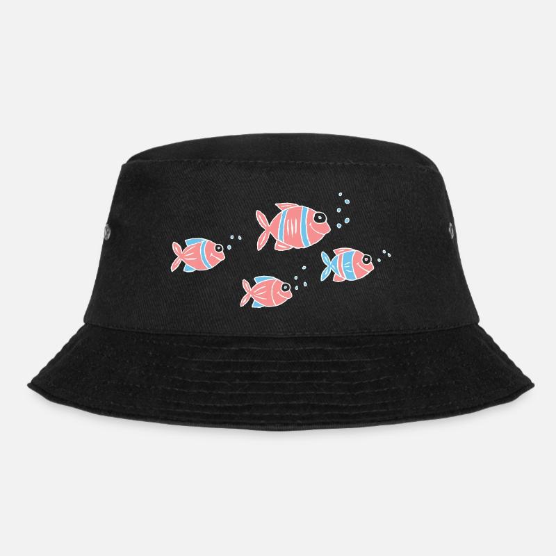 Fish Cichlid Water Sea Graffiti Drawing - Bucket Hat - black