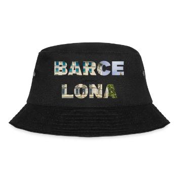 Barcelona Typography with Cityscape Photo - Bucket Hat - black - Front - Lela (165cm)