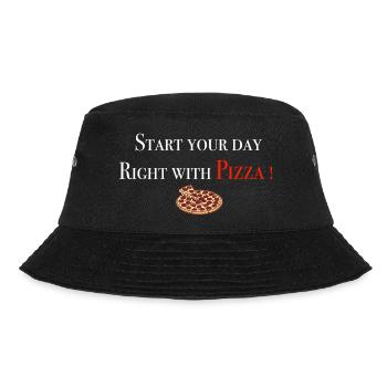 Start with Pizza 2 - Bucket Hat - Schwarz - Vorne