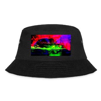 Neon Abstract Retro Car Design Coop Artist BiBi - Bucket Hat - Schwarz - Vorne - Lela (165cm)