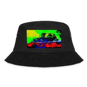 Neon Abstract Retro Car Design Coop Artist BiBi-2 - Bucket Hat - Schwarz - Vorne - Lela (165cm)