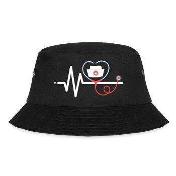 Nurse heartbeat stethoscope - Bucket Hat - black - Front - Lela (165cm)