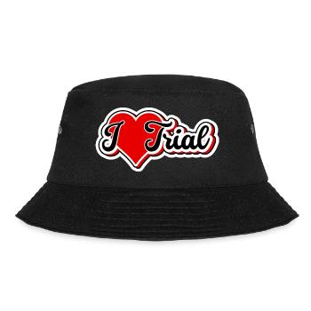 I LOVE TRIAL, Trialbike Fahrrad Sport Valentinstag - Bucket Hat - Schwarz - Vorne - Lela (165cm)