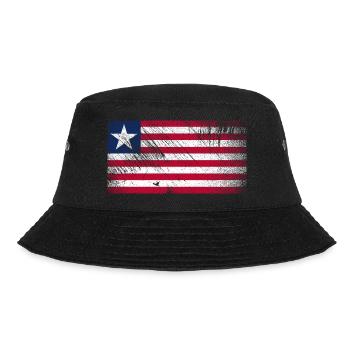 Liberia Flag - Vintage Grunge - Bucket Hat - black - Front - Lela (165cm)