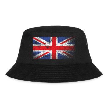 Vintage britische Flagge, Grunge Union Jack - Bucket Hat - Schwarz - Vorne - Lela (165cm)