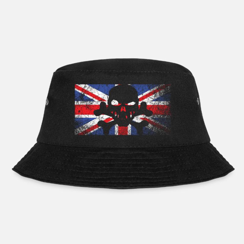 Drapeau crânien vintage du Royaume-Uni - Bob - noir