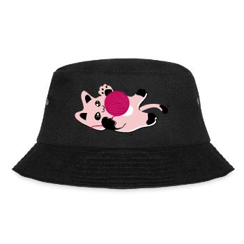 CAT PLAYING - Bucket Hat - black - Front - Lela (165cm)