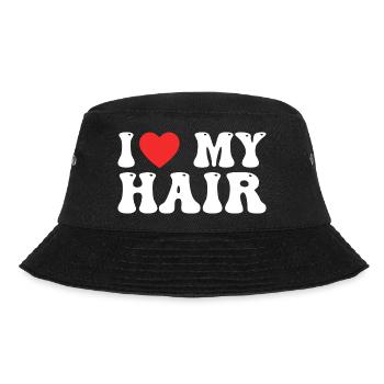 Ich liebe meine Haare - J'aime Mes Cheveux - Bucket Hat - Schwarz - Vorne - Lela (165cm)