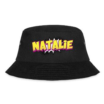 Natalie Benutzerdefinierter Name Comic-Buch-Stil Pop-Art, - Bucket Hat - Schwarz - Vorne - Lela (165cm)