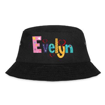 Personalisierter Evelyn-Name - Bucket Hat - Schwarz - Vorne - Lela (165cm)