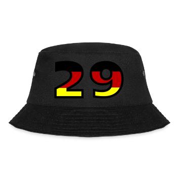 29 Zahl Deutschland Trikot - Bucket Hat - Schwarz - Vorne - Lela (165cm)