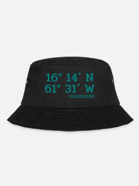 Guadeloupe Coordinates - Koordinaten - Karibik - Bucket Hat - Schwarz