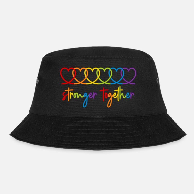 Regenbogen Herzen Stronger together Pride Month - Bucket Hat - Schwarz