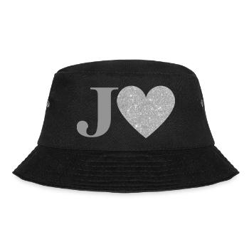 Buchstabe j Silbernes Herz - Bucket Hat - Schwarz - Vorne - Lela (165cm)