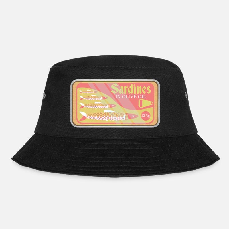 Sardinen in einer Pop-Art aus der Dose - Bucket Hat - Schwarz