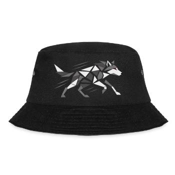Geometrischer Wolf T-Shirt | Design Brutalis - Bucket Hat - Schwarz - Vorne - Lela (165cm)