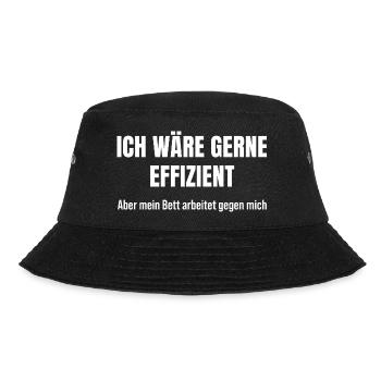 Morgenroutine gescheitert – Bett war stärker - Bucket Hat - Schwarz - Vorne - Lela (165cm)
