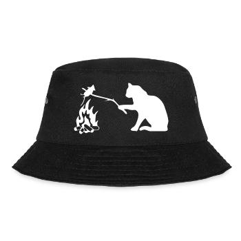 Silent Observer Cat by Campfire - Bucket Hat - black - Front - Lela (165cm)