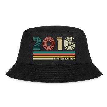 10 Jahre 2016 Vintage Retro Jubiläum - Bucket Hat - Schwarz - Vorne - Lela (165cm)
