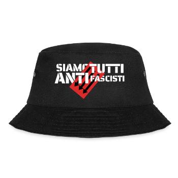 Siamo Tutti Antifascisti | Politisches Statement - Bucket Hat - Schwarz - Vorne - Lela (165cm)