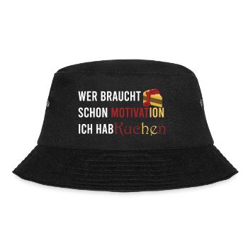 Who needs motivation I've got cake - Bucket Hat - black - Front - Lela (165cm)