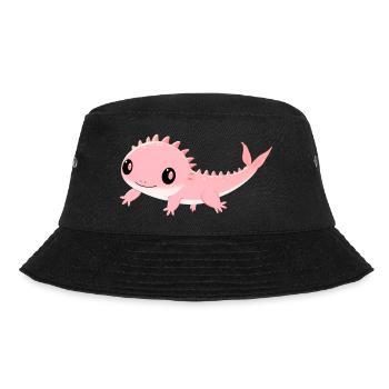 Zartrosa Dino-Liebling Axolotl - Bucket Hat - Schwarz - Vorne - Lela (165cm)