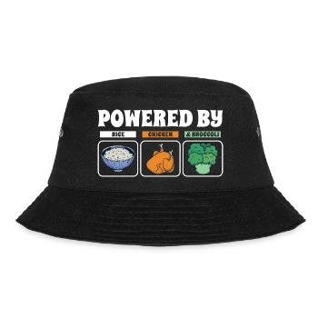 Powered By Rice Chicken Broccoli - Bucket Hat - black - Front - Lela (165cm)