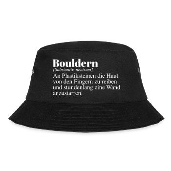 Bouldern Duden Spruch - Bucket Hat - Schwarz - Vorne - Lela (165cm)