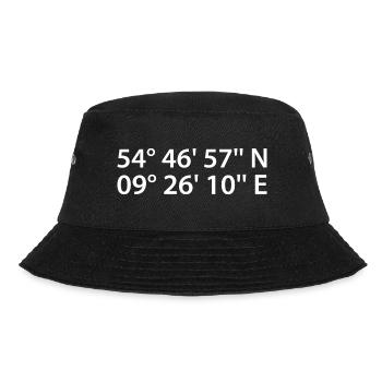 Flensburg Koordinaten - Bucket Hat - Schwarz - Vorne - Lela (165cm)