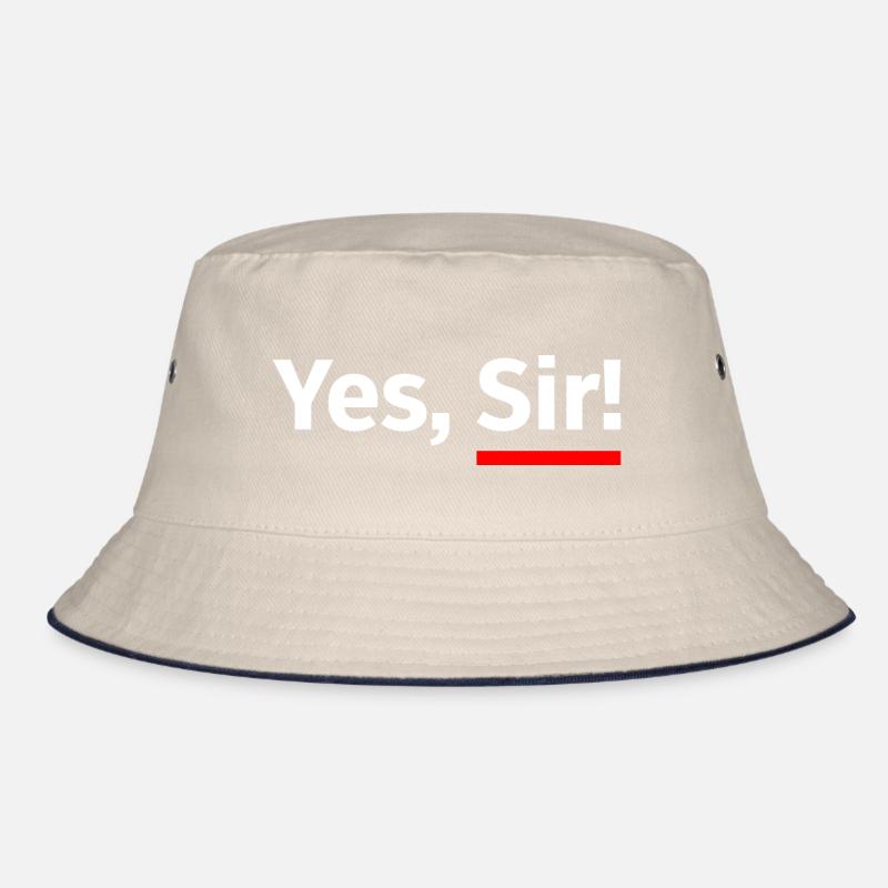 Yes, Sir! with red underscore - white Bucket Hat