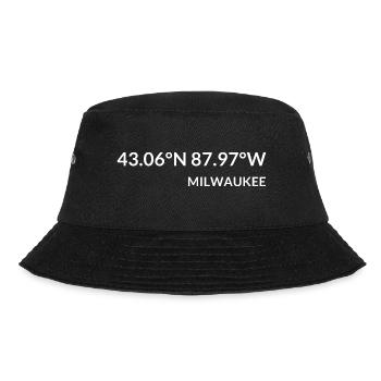 Milwaukee Wisconsin USA Koordinaten - Bucket Hat - Schwarz - Vorne - Lela (165cm)