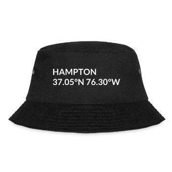 Hampton Virginia USA Koordinaten - Bucket Hat - Schwarz - Vorne - Lela (165cm)