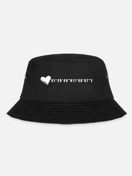 Halle (Saale) Herz Koordinaten - Bucket Hat - Schwarz