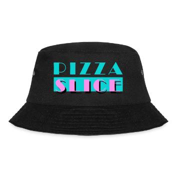 PIZZA SLICE, Miama, lustiges Motiv - Bucket Hat - Schwarz - Vorne - Lela (165cm)