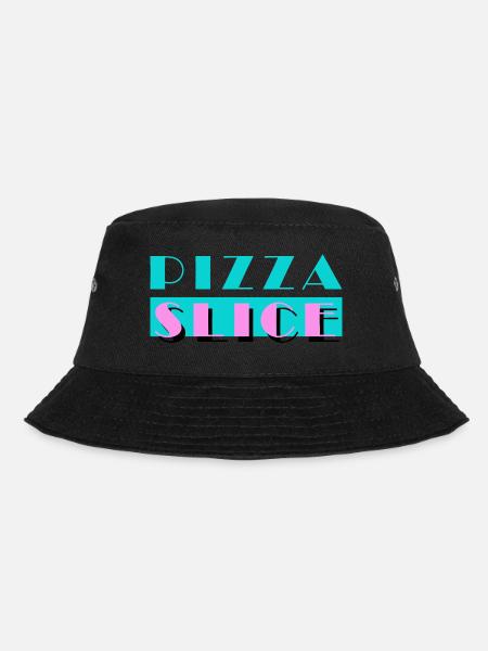 PIZZA SLICE, Miama, lustiges Motiv - Bucket Hat - Schwarz