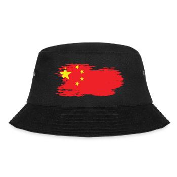 China - National Flag, Brush Effect - Bucket Hat - black - Front - Lela (165cm)