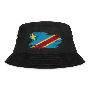 Kongo - Nationalfahne, Pinseleffekt - Bucket Hat - Schwarz - Vorne - Lela (165cm)