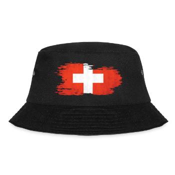 Switzerland - National Flag, Brush Effect - Bucket Hat - black - Front - Lela (165cm)