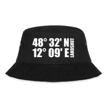 Landshut Koordinaten - Bucket Hat - Schwarz - Vorne - Lela (165cm)