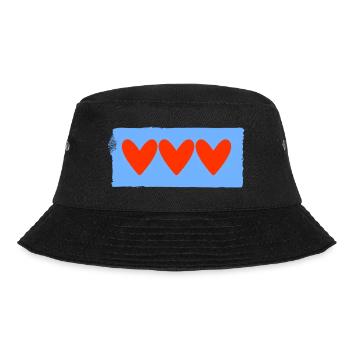 HERZ. HERZ. VALENTINSTAG. LIEBE. LIEBE. PAAR. - Bucket Hat - Schwarz - Vorne - Lela (165cm)