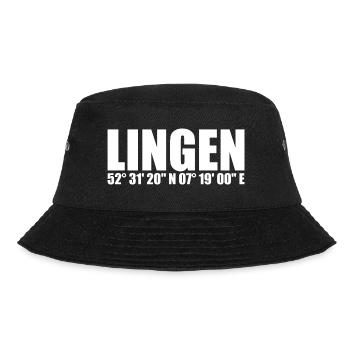 Lingen Koordinaten - Bucket Hat - Schwarz - Vorne - Lela (165cm)
