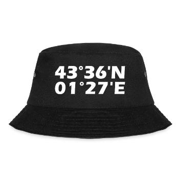 Toulouse Koordinaten - Bucket Hat - Schwarz - Vorne - Lela (165cm)