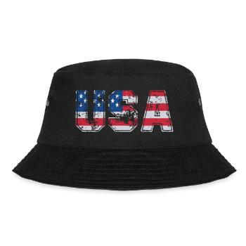 USA US-Flagge Patriotisches Amerika T-Shirt - Bucket Hat - Schwarz - Vorne - Lela (165cm)
