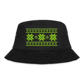 Norweger-Muster (Winter) 02.0 - Bucket Hat - Schwarz - Vorne - Lela (165cm)