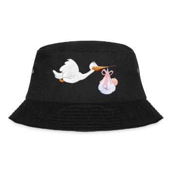 Storch mit Kleinkind - Bucket Hat - Schwarz - Vorne - Lela (165cm)