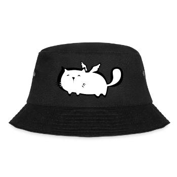 Chubby cute cat Angel with angel wings. Kids - Bucket Hat - black - Front - Lela (165cm)