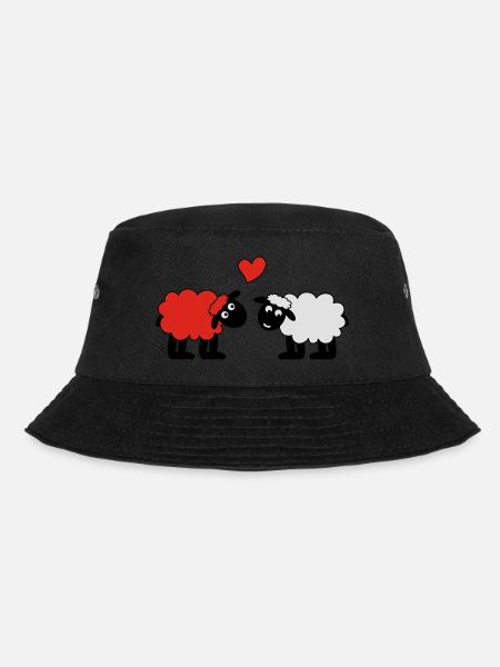 sheep happily in love sheep sheep lamb heart - Bucket Hat - black